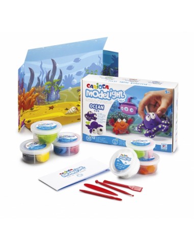 Carioca Modelight Maxiplaybox Ocean Pack de Pasta de Moldear - Super Ligera - Elastica - Maleable - sin Gluten - Se Seca al