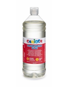 Carioca Botella Cola Transparente 1000gr - Tapa con Dispensador - Apta para Papel y Carton - Secado Transparente - Color