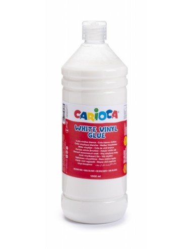 Carioca de Cola Blanca 1L - Tapa con Dispensador - Apta para Papel y Carton - Secado Transparente - Color Blanco