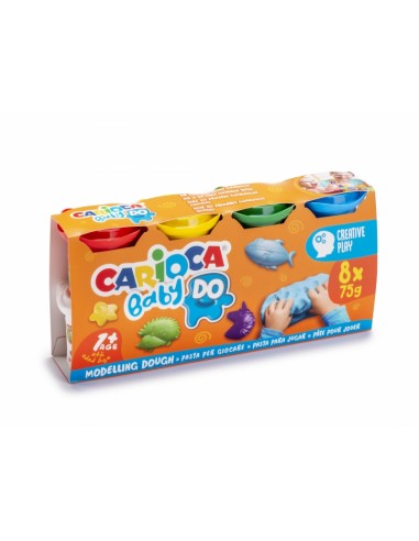 Carioca Baby Do Pack de 8 Pastas de Modelar - Super Ligera - Elastica - Maleable - Ideal para Primeras Experiencias Tactiles