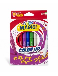 Carioca Color Up Pack de 10 Rotuladores Magicos - Tinta Magica Cambia de Color - Punta Maxi Bloqueada y con Tapa Ventilada -