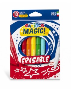 Carioca Magic Markers Pack de 10 Rotuladores Magicos Erasable - Tinta Magica Cambia de Color - Incluye Rotulador Magink para