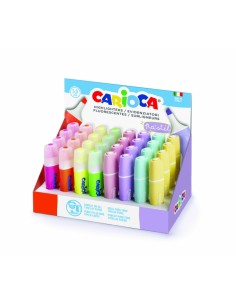 Carioca Memolight Expositor de 32 Subrayadores - Colores Fluo y Pastel - Brillantes y Lavables - Tinta a Base de Agua - Punta