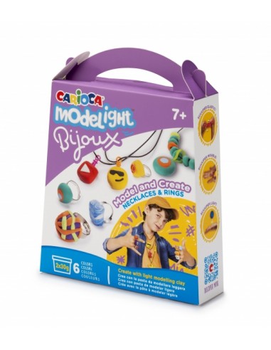 Carioca Modelight Bijoux Pack de Creacion de Joyas - Pasta Super Ligera y Elastica - sin Gluten - Seca al Aire - Colores