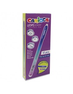 Carioca Oops Easy Pack de 12 Boligrafos Borrables - Tinta Termo Sensible - Cuerpo con Efecto Degradado - Punta de Ø 0.7mm -