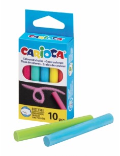Carioca Pack de 10 Tizas Estandar - sin Polvo - Colores Brillantes - Lavables - Faciles de Borrar - Color Varios