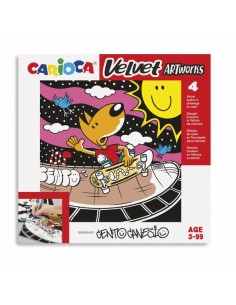 Carioca Pack de 4 Ilustraciones de Terciopelo para Colorear - Suave Textura - Desarrolla Destreza y Creatividad -