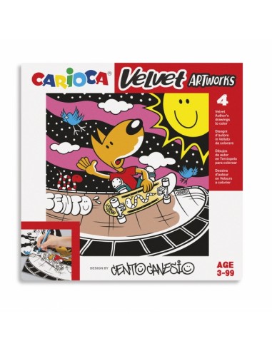 Carioca Pack de 4 Ilustraciones de Terciopelo para Colorear - Suave Textura - Desarrolla Destreza y Creatividad -