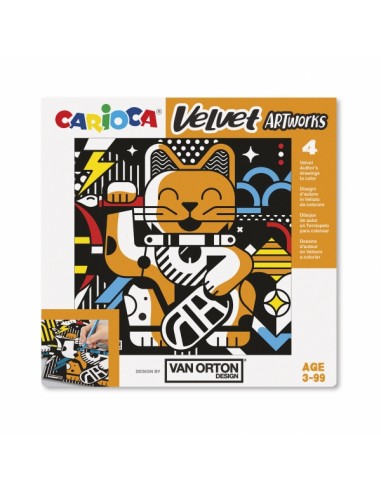 Pack Carioca Velvet Van Orton Art Pack de 4 Ilustraciones de Terciopelo para Colorear - Suave Textura - Desarrolla Destreza y