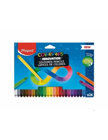 Maped Color`Peps Infinity Pack de 24 Lapices de Colores de Larga Duracion - Hecho Totalmente de Mina - Colores Surtidos