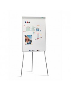 Faibo Pizarra Caballete Metalico 700x1020mm - Superficie Magnetica - Bandeja para Rotuladores - Color Blanco