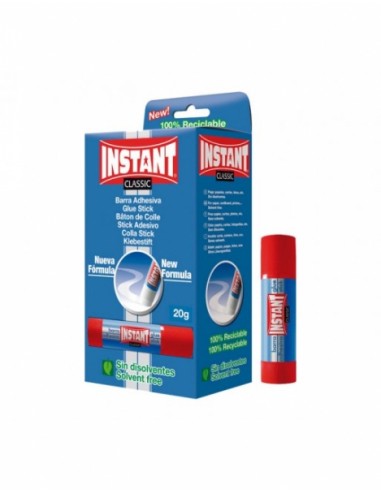 Instant Classic Barra de Pegamento 20grs - Apto para Uso Infantil y o Domestico - Lavable - Sin Disolventes