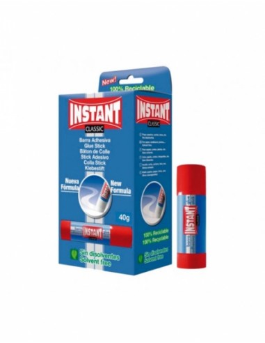 Instant Classic Barra de Pegamento 40grs - Apto para Uso Infantil y o Domestico - Lavable - Sin Disolventes