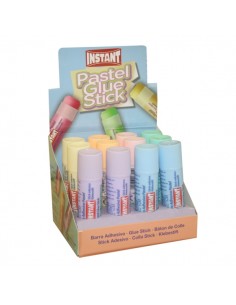 Instant Pastel Barra de Pegamento 20grs - Apto para Uso Infantil y o Domestico - Lavable - Sin Disolventes - Colores Surtidos