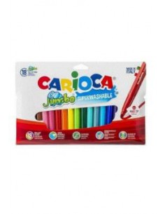 Carioca Jumbo Pack de 18 Rotuladores - Punta 6mm - Superlavable - Colores Surtidos