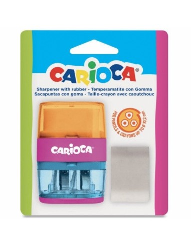 Carioca Sacapuntas con 2 Agujeros-Goma - Colores Surtidos