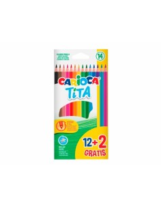 Carioca Tita Pack de 12-2 Lapices de Colores - Minas Resistentes - Colores Surtidos