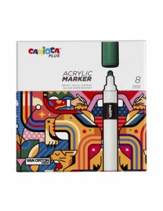 Carioca Plus Pack de 8 Marcadores Acrilicos - Punta 2mm-- Colores Surtidos