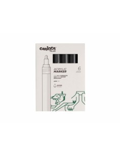 Carioca Plus Pack de 6 Marcadores Acrilicos - Punta 2mm - Color Negro