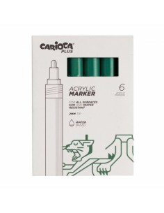 Carioca Plus Pack de 6 Marcadores Acrilicos - Punta 2mm - Color Verde