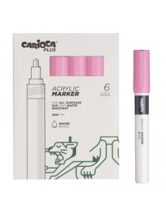 Carioca Plus Pack de 6 Marcadores Acrilicos - Punta 2mm - Color Rosado