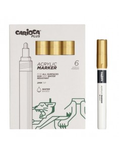 Carioca Plus Pack de 6 Marcadores Acrilicos - Punta 2mm - Color Oro