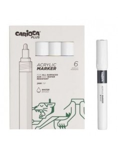 Carioca Plus Pack de 6 Marcadores Acrilicos - Punta 2mm - Color Blanco