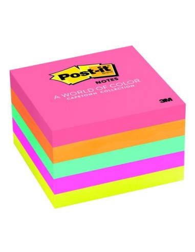 Post-it Bloc de 500 Notas Adhesivas Removibles Colores Neon 76x76mm - Papel con Certificacion PEFC - Colores Surtidos