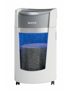 Leitz IQ OptiMax Office Destructora de Papel DIN P5 - Destruye hasta 10 Hojas - Papelera de 35L con Tecnologia de Giro -