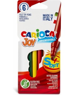 Carioca Joy Paperboard Pack de 6 Rotuladores de Punta Fina - Punta 2.6mm - Superlavables - Ideales para Dibujar y Colorear -