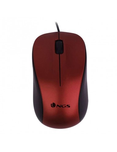 NGS Crew Raton USB 1200dpi - 3 Botones - Uso Ambidiestro - Cable de 1.30m - Color Rojo Negro