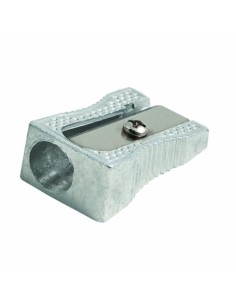 Faibo Afilalapiz Metalico para Lapices de hasta 8mm - Forma de Cuña - Color Aluminio
