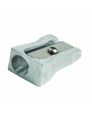 Faibo Afilalapiz Metalico para Lapices de hasta 8mm - Forma de Cuña - Color Aluminio