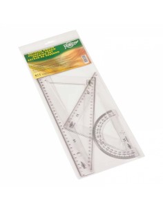 Faibo Pack de Reglas Escolares - Incluye Regla de 30cm-Escuadra de 30cm-Cartabon de 30cm y Semicirculo de 15cm -