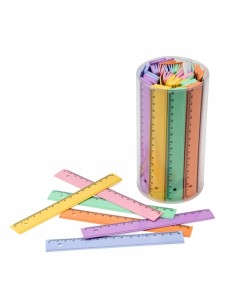 Faibo Bote de 100 Reglas de PVC de 16cm - Colores Pastel Surtidos