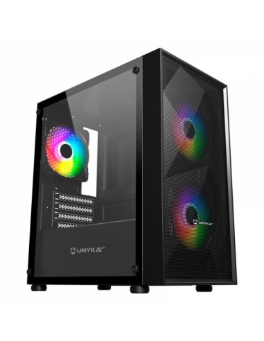 Unykach MIR B200 Caja Gaming Micro ATX-Mini ITX - Lateral de Vidrio Templado - 3.5"-2.5" - USB-A 2.0-3.0 y Audio - 3