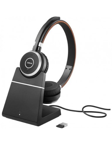 Jabra Evolve 65 SE Stereo UC Auriculares con Microfono Bluetooth-Soporte de Carga USB-A - Cancelacion de Ruido - Autonomia
