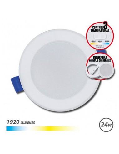 Elbat Downlight Circular 24W - 1920Lm - Selector 3 Temperaturas-Sobrepared - Color Blanco