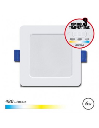 Elbat Downlight Cuadrado 6W - 480Lm - Selector 3 Temperaturas - Color Blanco