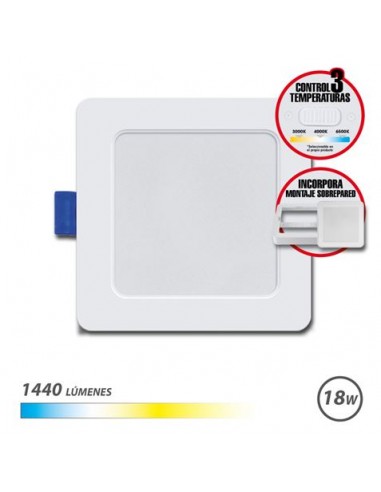 Elbat Downlight Cuadrado 18W - 1440Lm - Selector 3 Temperaturas-Sobrepared - Color Blanco