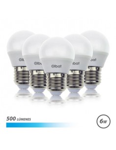 Elbat Pack 5 Bombillas LED G45 - 6W - 500Lm - E27 - Luz Fria - Color Blanco