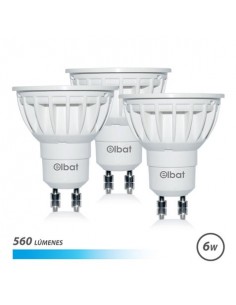 Elbat Pack 3 Bombillas LED Gu10 - 6W - 560Lm - Luz Fria - Color Blanco