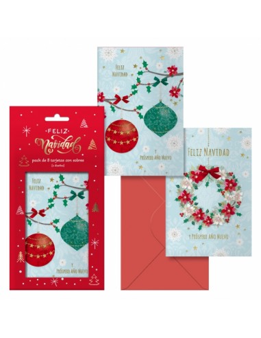 Dohe Adviento Pack de 8 Tarjetas de Felicitacion Navideña con Sobre - 2 Modelos Distintos - Tamaño 12 2x23 5cm - Papel