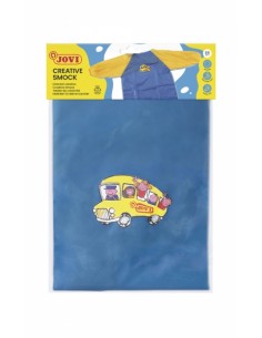 Jovi Delantal Pre-Escolar - Proteccion Contra Manchas - Recomendado de 3 a 5 Años - Puños Elasticos - Color Azul