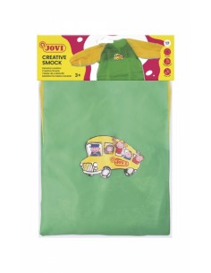 Jovi Delantal Infantil de 5 a 8 Años - Proteccion Contra Manchas - Puños Elasticos - Facil Adaptacion - Color Verde