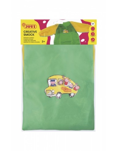 Jovi Delantal Infantil de 5 a 8 Años - Proteccion Contra Manchas - Puños Elasticos - Facil Adaptacion - Color Verde