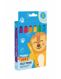 Jovi My First Felt Pen Estuche de 6 Rotuladores - Tinta Super Lavable - Tamaño Ideal para Manos Pequeñas - Punta