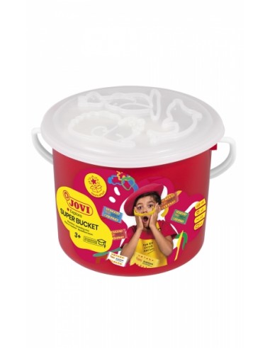 Jovi Super Bucket Pack 6 Pastillas de Plastilina 50gr-Accesorios - Pasta Vegetal - No Se Seca - sin Gluten - Inocua - Facil