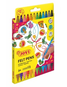Jovi Felt Pen Extuche 12 Rotuladores de Doble Punta - Amplia Variedad de Tonos - Tinta de Gran Fijacion - Punta Fina y Maxi -