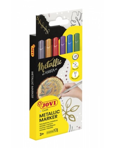 Jovi Metalic Estuche de 6 Rotuladores - Efecto Metalico - Tinta Base Agua - Facil Limpieza - Ideal para Papel Oscuro y